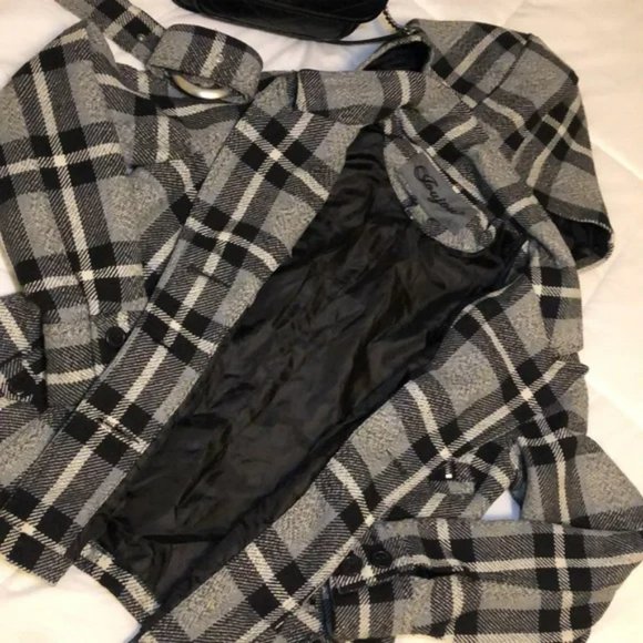 Women’s JouJou Plaid Pea Coat Jacket-size M - Picture 10 of 16